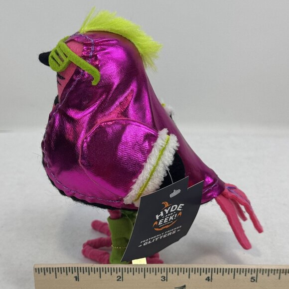 Hyde & Eek! Glitter Featherly Friends Halloween Bird Neon Pink 80's Skeleton NEW - Picture 12 of 12